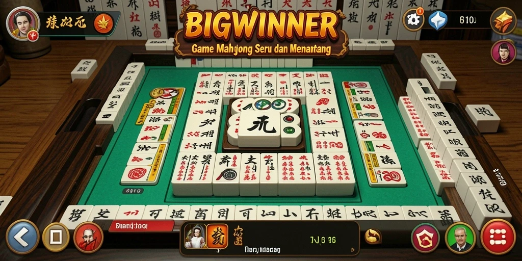 Screenshot BIGWINNER menampilkan gameplay Mahjong yang memukau.