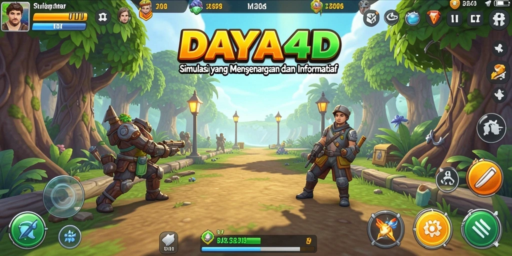 Screenshot DAYA4D menampilkan gameplay simulasi yang interaktif.
