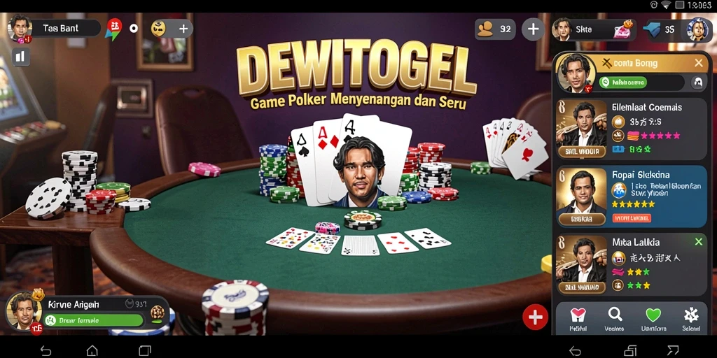 Screenshot gameplay DEWITOGEL menampilkan pemain poker dalam aksi.