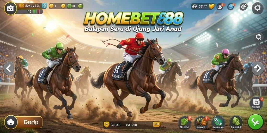 Screenshot HOMEBET88 menampilkan aksi balapan yang mendebarkan.