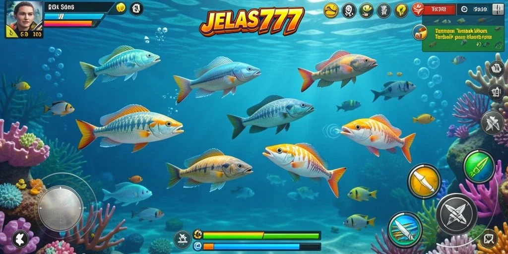 Tampilan gameplay menembak ikan yang seru dan menyenangkan.