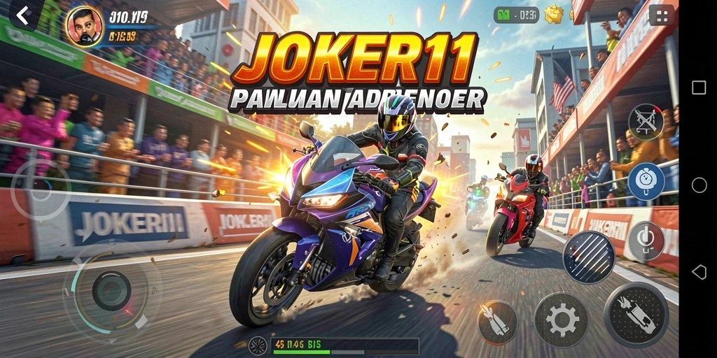 Tangkapan layar menunjukkan balapan motor yang mendebarkan dan trek penuh tantangan.