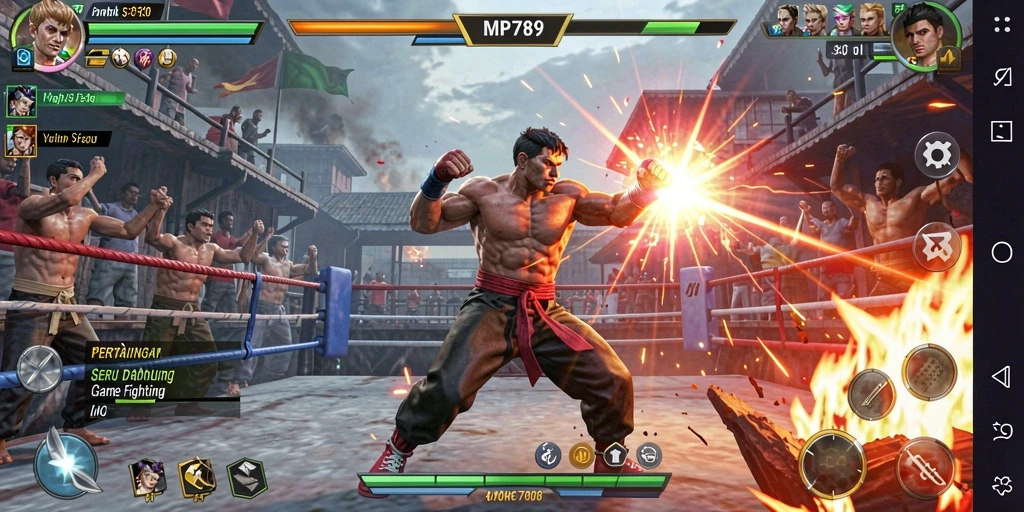 Gameplay seru dengan karakter bertarung di arena yang dinamis.