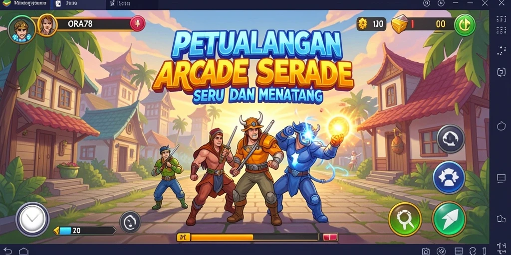 Screenshot gameplay ORA78 menampilkan keseruan petualangan arcade.