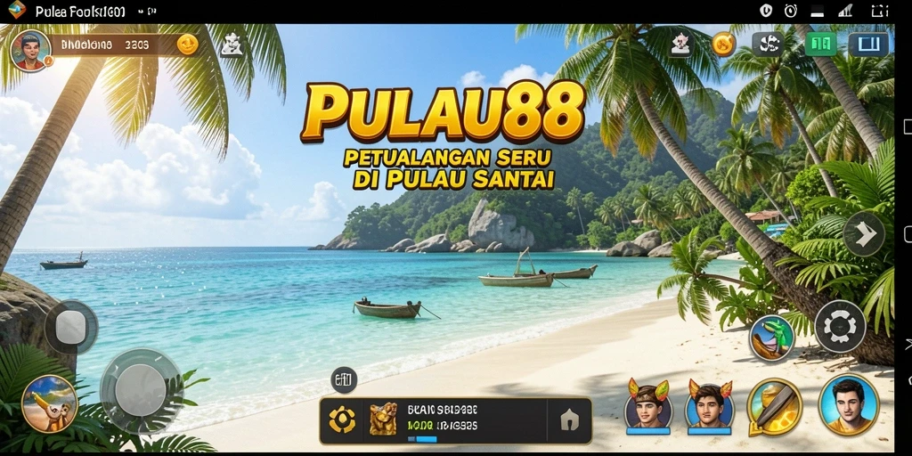 Screenshot gameplay PULAU88 menampilkan suasana pulau yang ceria dan berwarna.