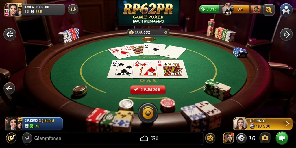 Screenshot gameplay RP62RP menampilkan suasana meja poker yang seru.