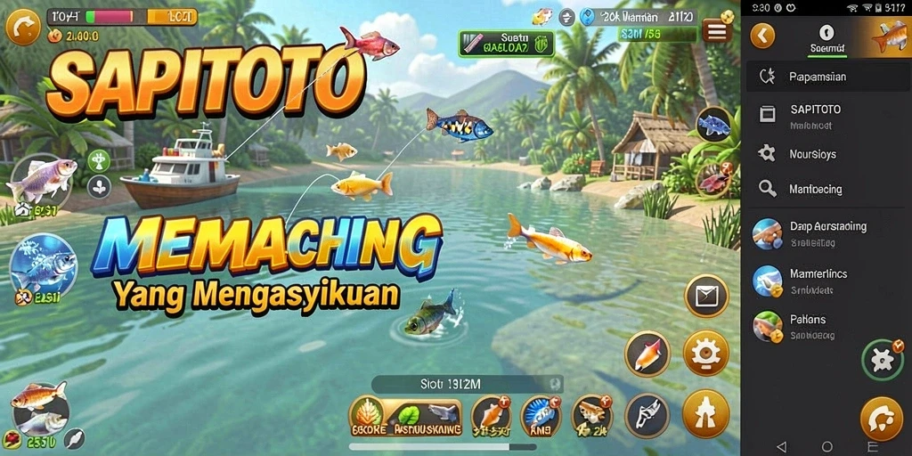 Tampilan gameplay <strong>SAPITOTO</strong> dengan suasana memancing yang menenangkan.