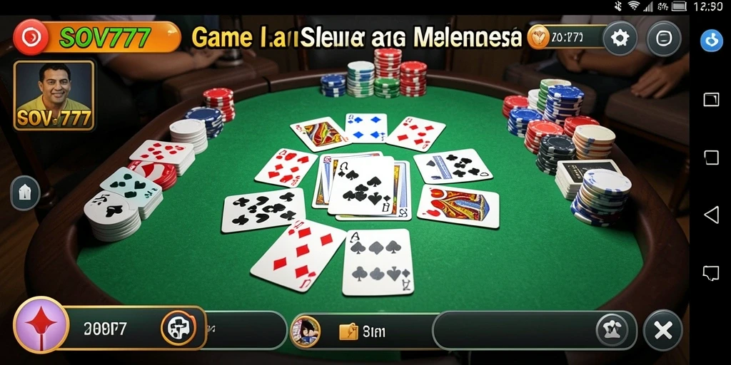 Tampilan gameplay seru dan interaktif di SOV777 saat memainkan Gaple.