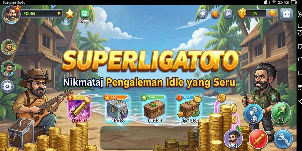 Tampilan gameplay <strong>SUPERLIGATOTO</strong> yang menakjubkan dalam mode Idle.