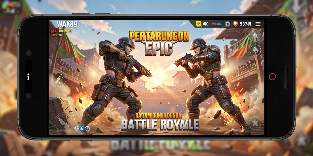 Gameplay seru WAK89 dengan aksi Battle Royale intens.